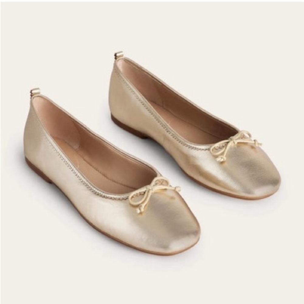 BODEN - Kitty Flexi Sole Ballet Flats - Gold